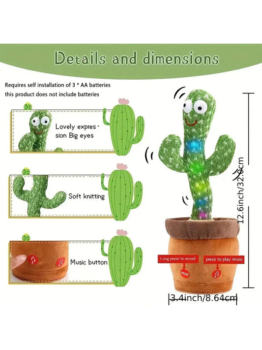1pc-A Talking Cactus Toy That Can Be Charged Recorded and Repeated. Suitable for Spanish English and Arabic Voice Changer