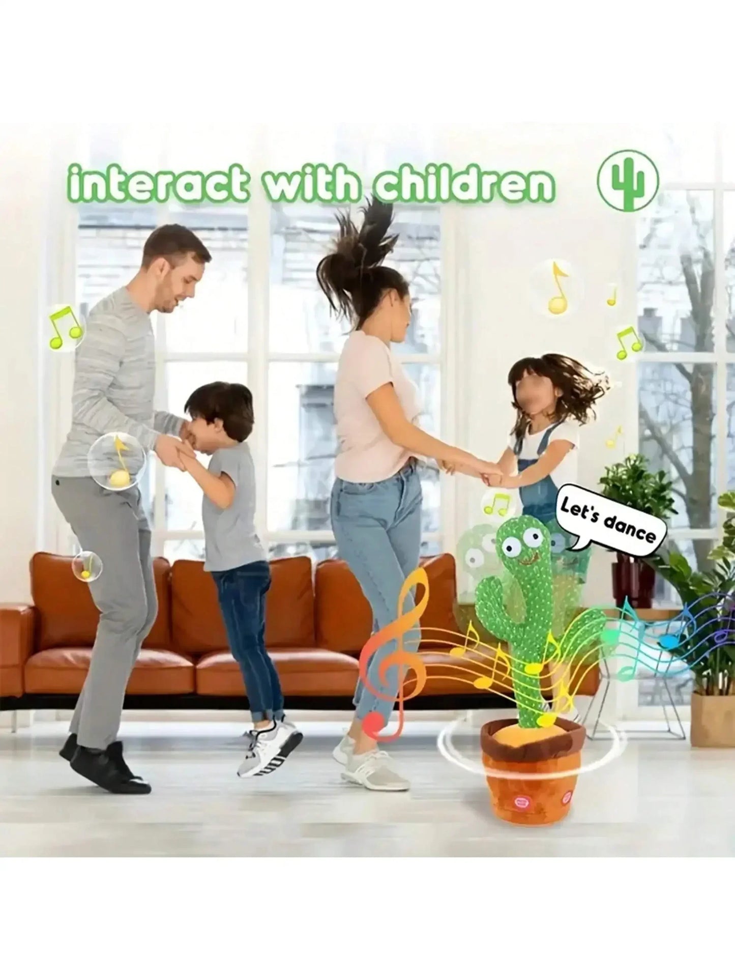 1pc-A Talking Cactus Toy That Can Be Charged Recorded and Repeated. Suitable for Spanish English and Arabic Voice Changer