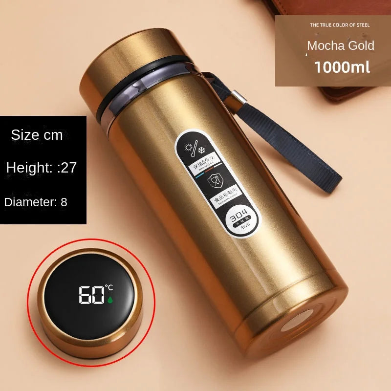 500ML-1Liter Stainless Steel Thermos Bottle with LED Temperature Display Sus304 Tea Water Bottle Vacuum Flask Portable Cups