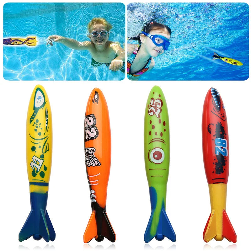 Kids Summer Shark Rocket Throwing Toy Swimming Pool Dive Game Water Fun Games Pool Toys Baby Water Educational Bath Toys Gifts